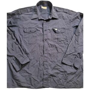 Hugo Valentino Men's Navy Long Sleeve Button Shirt Down Size XL‎